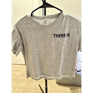 Shein Womens Gray Graphic T-Shirt There Is Text Short Sleeve Neck Size 11-12Y